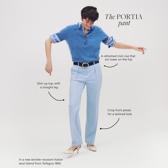 J Crew Navy Portia pant in Italian bi-stretch wool blend| size 10 - Picture 4 of 9